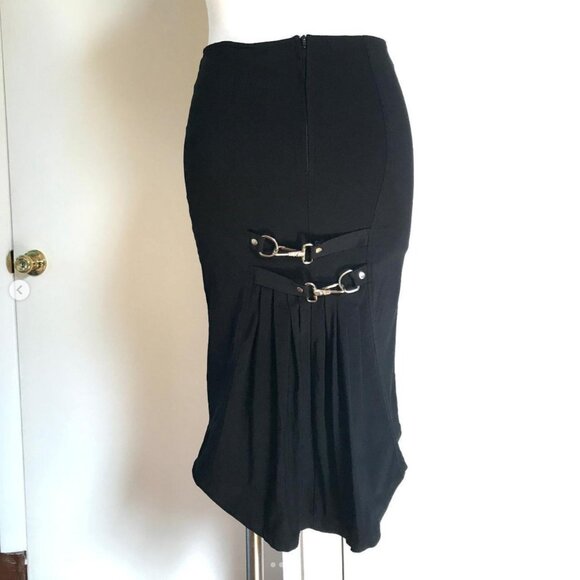 Vintage Lip Service Gangsta Pranksta Goth Punk Emo Black Fishtail Buckle Skirt S - Picture 9 of 9